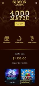 Gibson Casino mobile sister sites