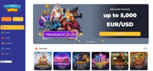 Tumble Wins sister sites homepage