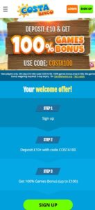 Costa Bingo sister sites mobile