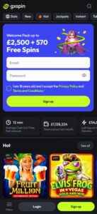 GxSpin sister sites mobile