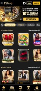 Royals Casino mobile screenshot
