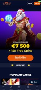 MySpins sister sites mobile