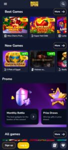 MaxiSpin sister sites mobile