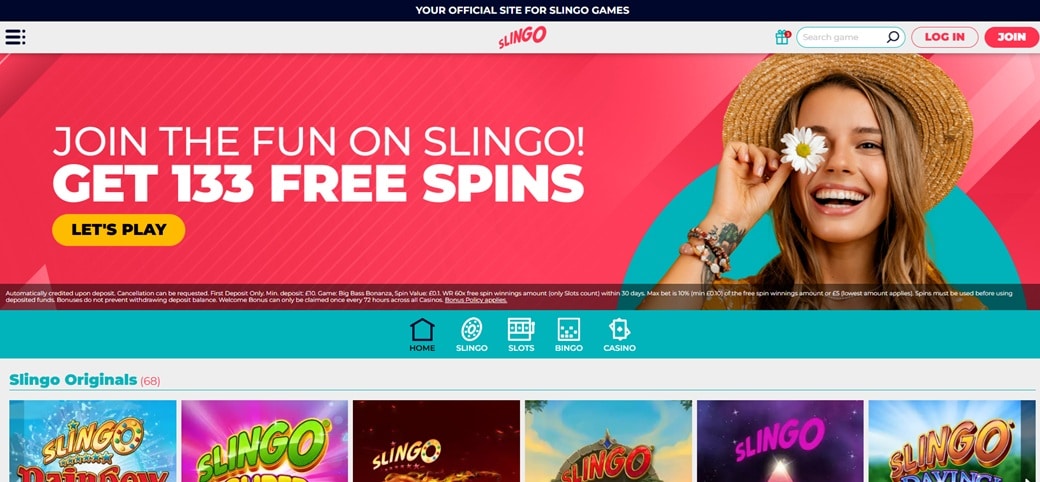 Slingo sister sites homepage