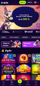 Irwin Casino sister sites mobile
