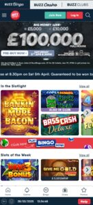 Buzz Bingo sister sites mobile