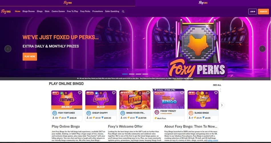 Foxy Bingo Homepage 2025
