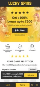 Lucky Spins sister sites mobile