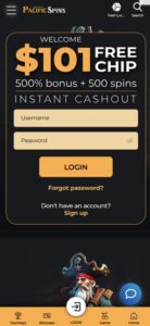 Pacific Spins sister sites mobile