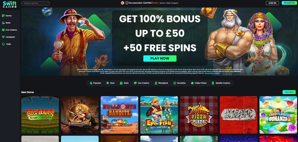 Swift Casino Homepage