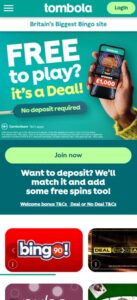 Tombola Bingo sister sites mobile