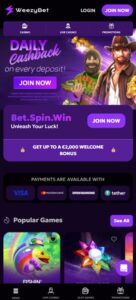 WeezyBet sister sites mobile