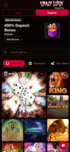 Crazy Luck Casino sister sites mobile