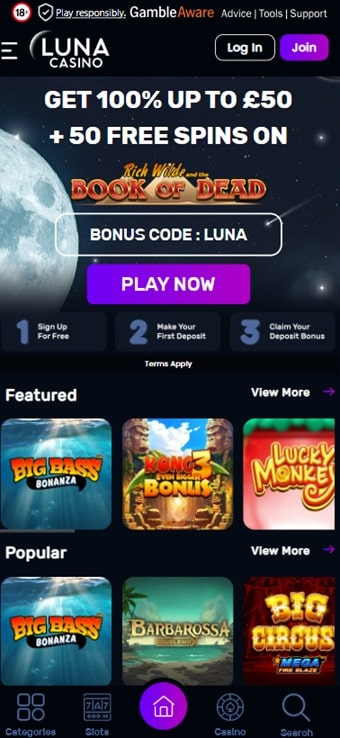 Luna Casino sister sites mobile