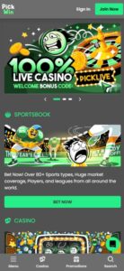 PickWin sister sites mobile