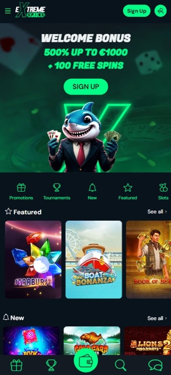 Extreme Spins sister sites mobile