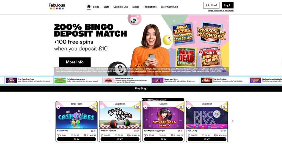 Fabulous Bingo Homepage