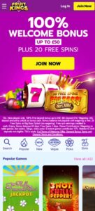 Fruit Kings sister sites mobile