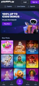 StarsPlay sister sites mobile