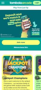Tombola Arcade sister sites mobile