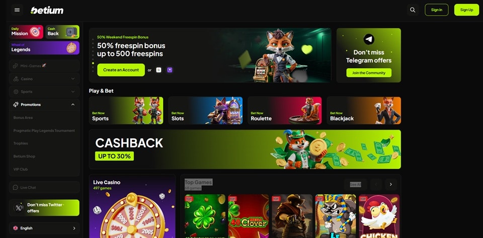 Cash Lounge sister site Betium Casino