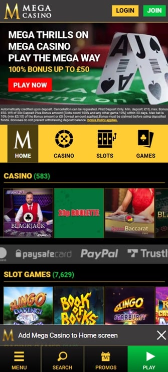Mega Casino sister sites mobile