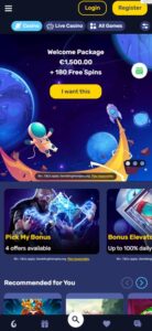 Galactic Wins sister sites mobile