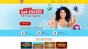 Pick Me Up Bingo sister sites homepage