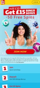 Pick Me Up Bingo sister sites screenshot