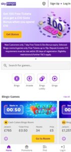 Sky Bingo sister sites mobile