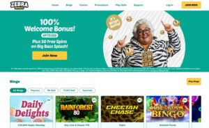 Zebra Bingo sister sites homepage