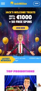 JackMillion sister sites mobile