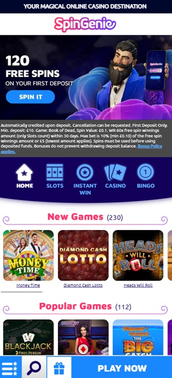 Spin Genie sister sites mobile