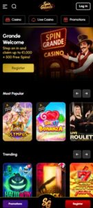 SpinGrande sister sites mobile