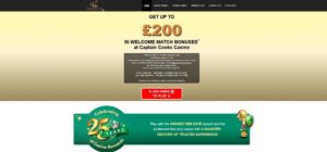 Captain Cooks Casino sister sites homepage