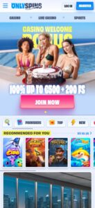 OnlySpins sister sites mobile