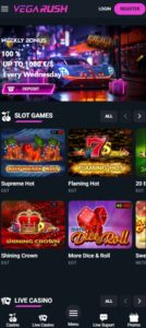 Vegarush sister sites mobile