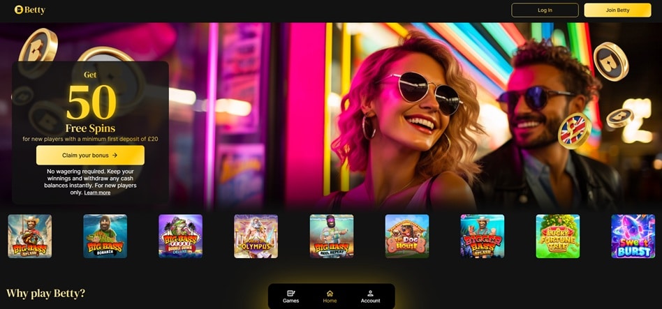 betty casino homepage
