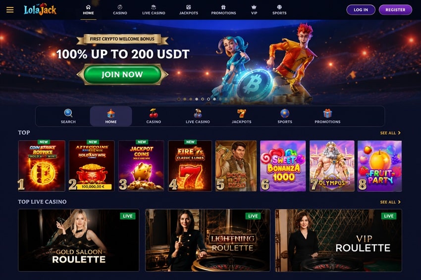 lolajack casino homepage