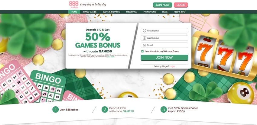 Wink Bingo sister site 888 Ladies