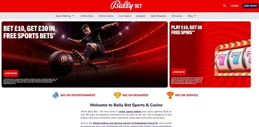Jackpotjoy sister site Bally Bet