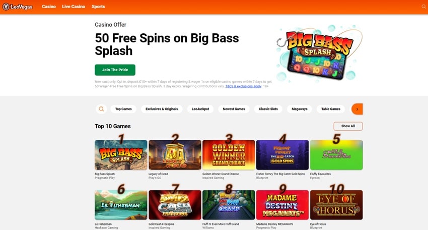 Slot Boss sister site LeoVegas