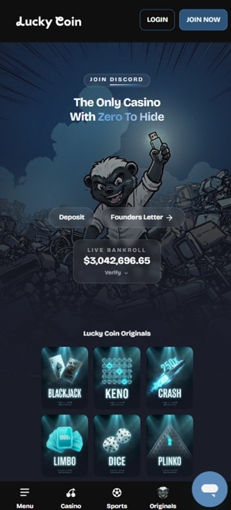 lucky coin casino mobile screenshot