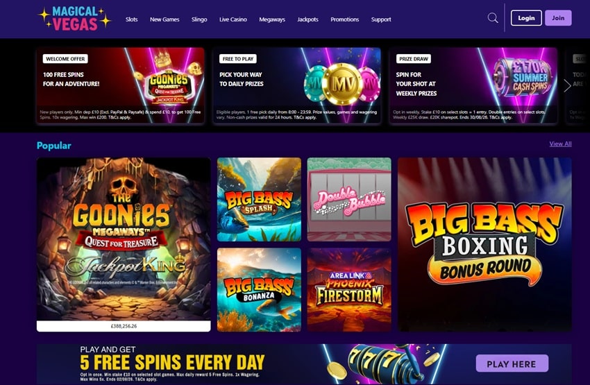 Magical Vegas homepage