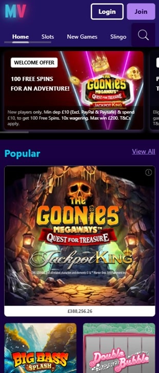 Magical Vegas mobile site