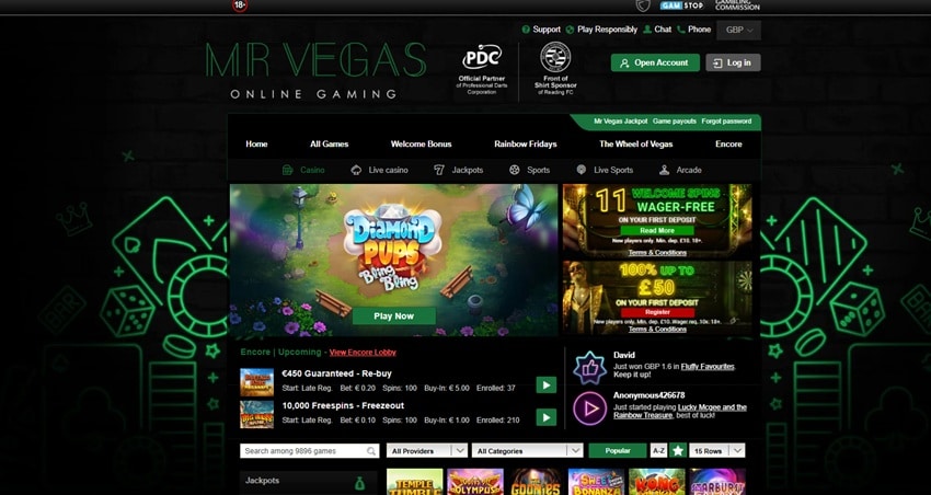 mr vegas sister sites homepage
