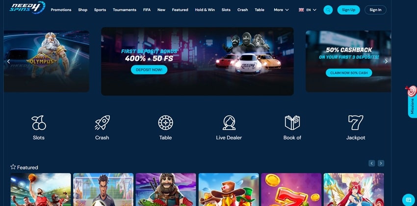 need4spins sister sites homepage