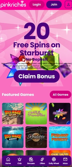 Pink Riches mobile casino