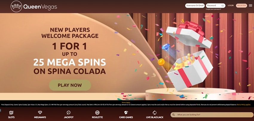Queen Vegas homepage