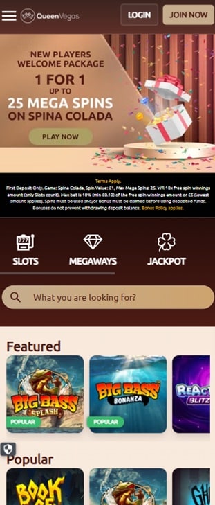 Queen Vegas mobile casino